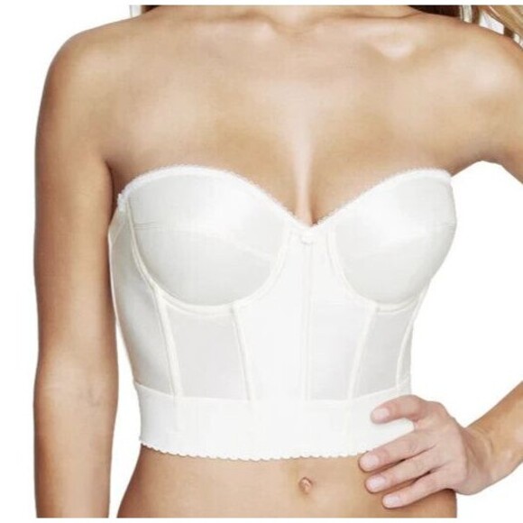 Dominique Noemi 44F Strapless Longline Low Back Bra Ivory 6377 Bustier - Picture 1 of 14